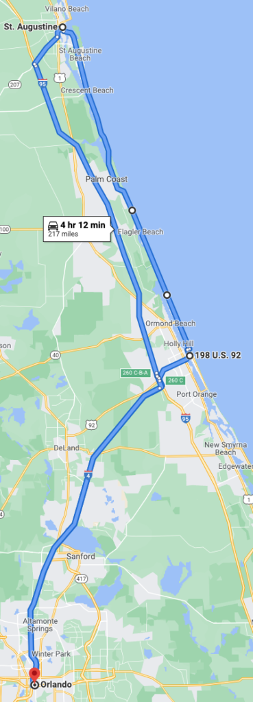 Map Florida road trip